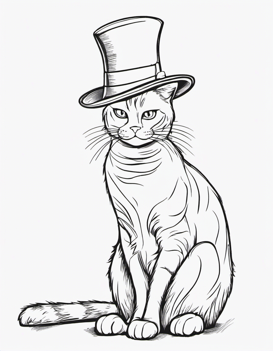 cat in the hat for children coloring page