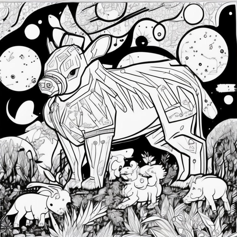 arvores com animais preto e branco pra colorir coloring page