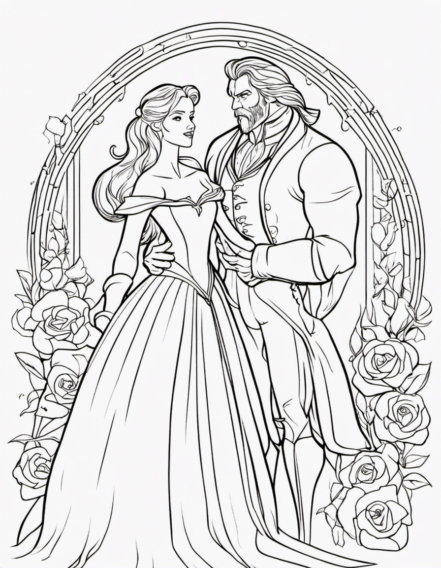 beauty and the beast for children coloring page