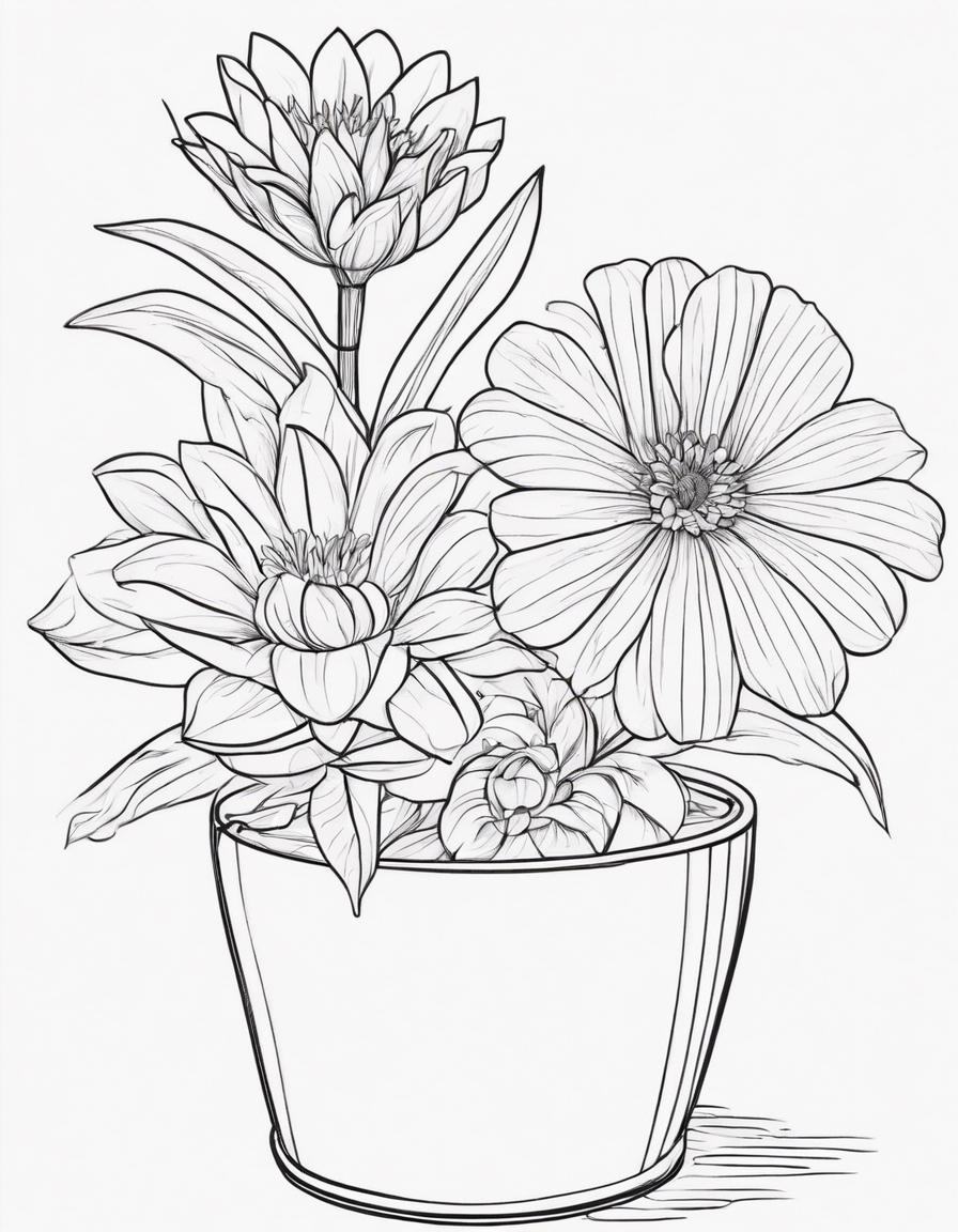 flower in pot coloring page