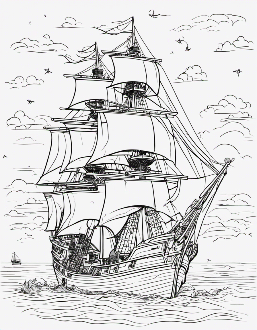 pirate ship coloring page