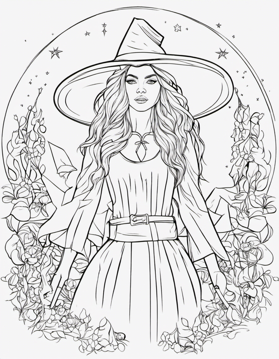 witch for adults coloring page