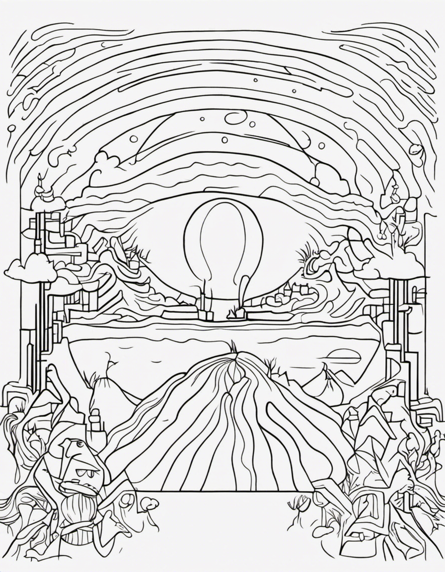 Free cartoon trippy coloring page 2023