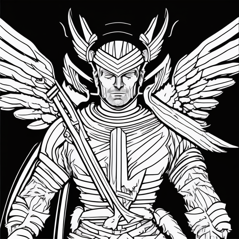 Warrior angel coloring page