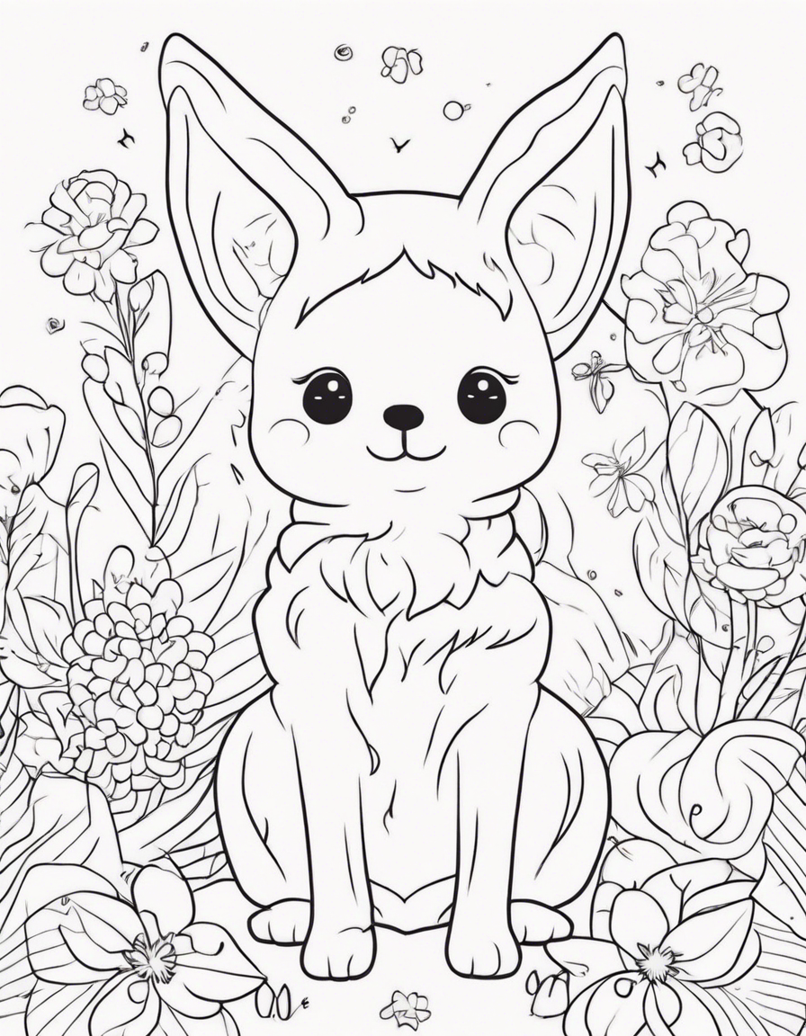 kawaii animals coloring page