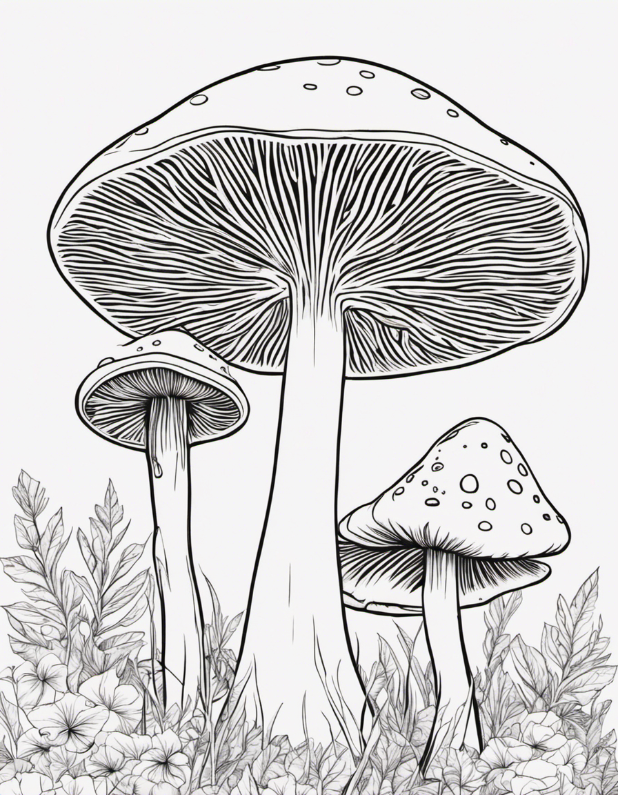 realistic mushroom coloring page