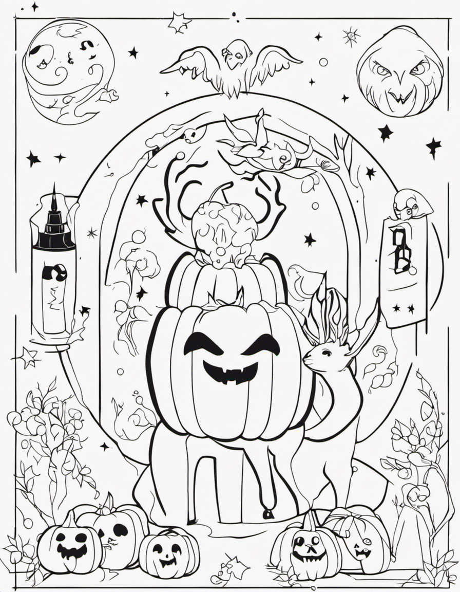 cute halloween zodiac signs coloring page