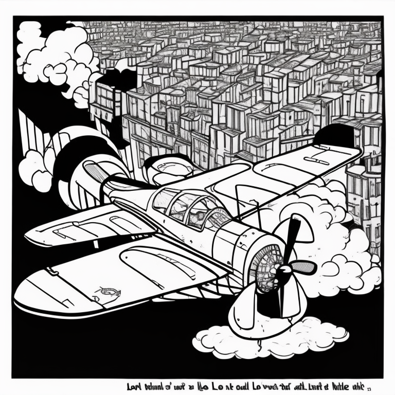 red baron airplane flying over paris coloring page