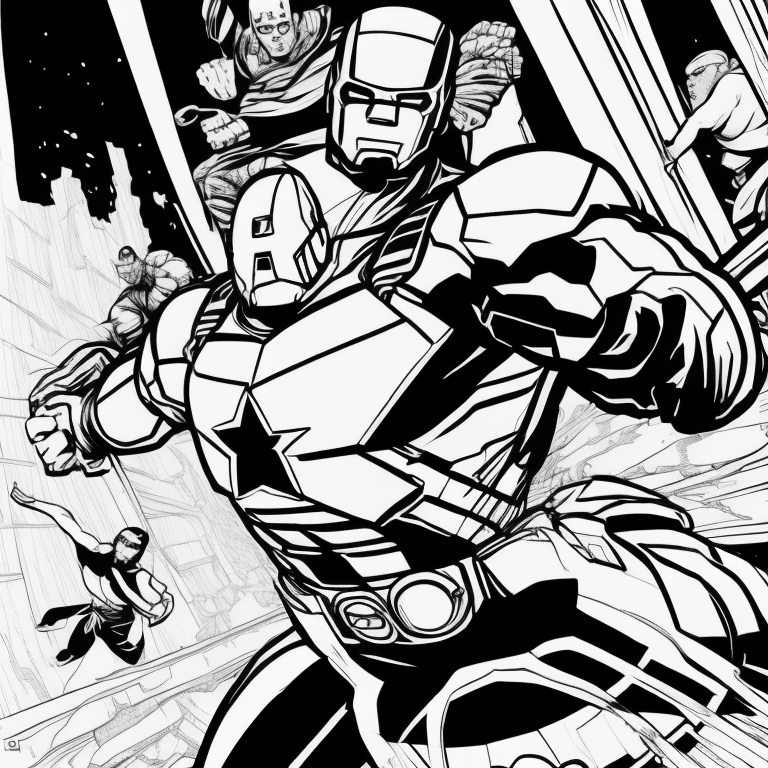 avengers doing stunts coloring page