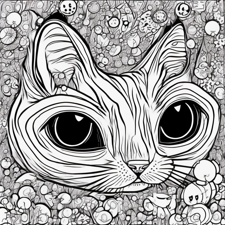 desenho com estilo realista de um gato caminhando em uma rua sombria a noite coloring page