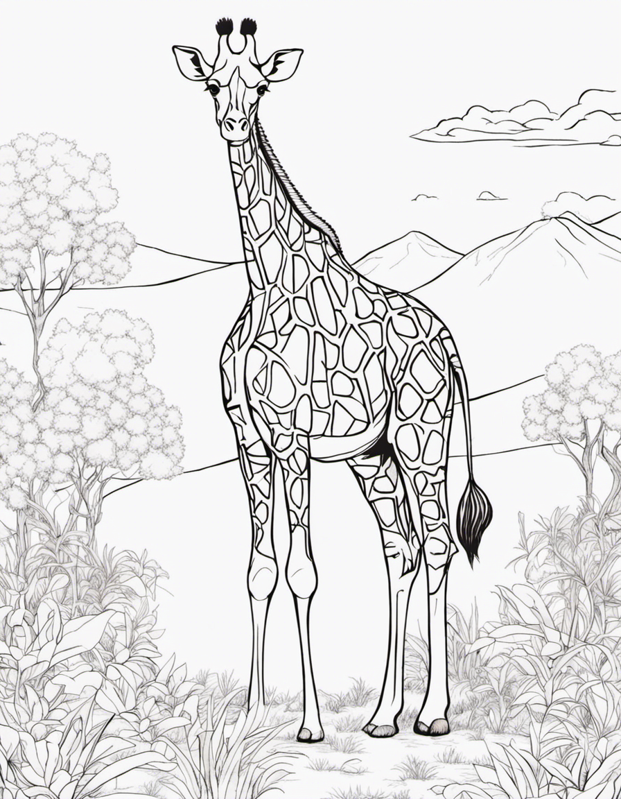 giraffe for adults coloring page