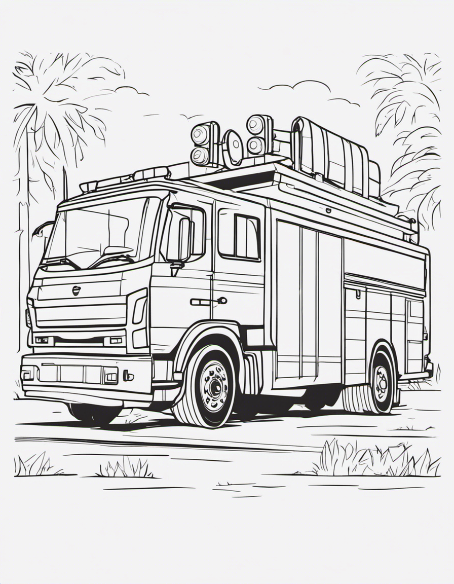 fire truck for adults coloring page