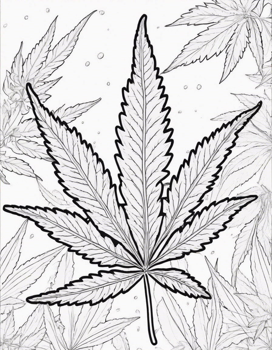 Cannabis leaf and joint coloring page