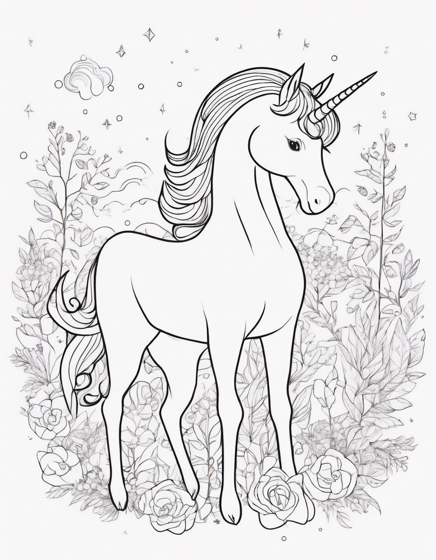 unicorn cat coloring page