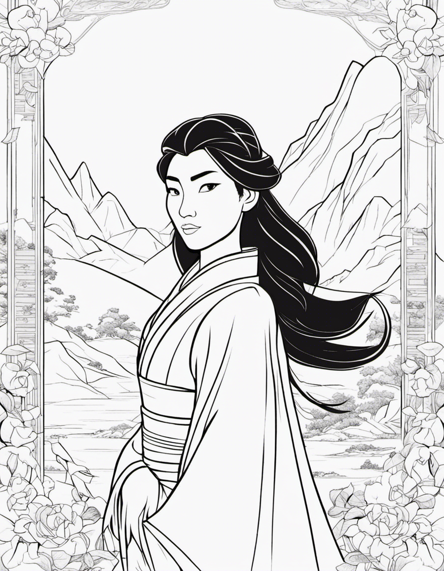 mulan for children coloring page