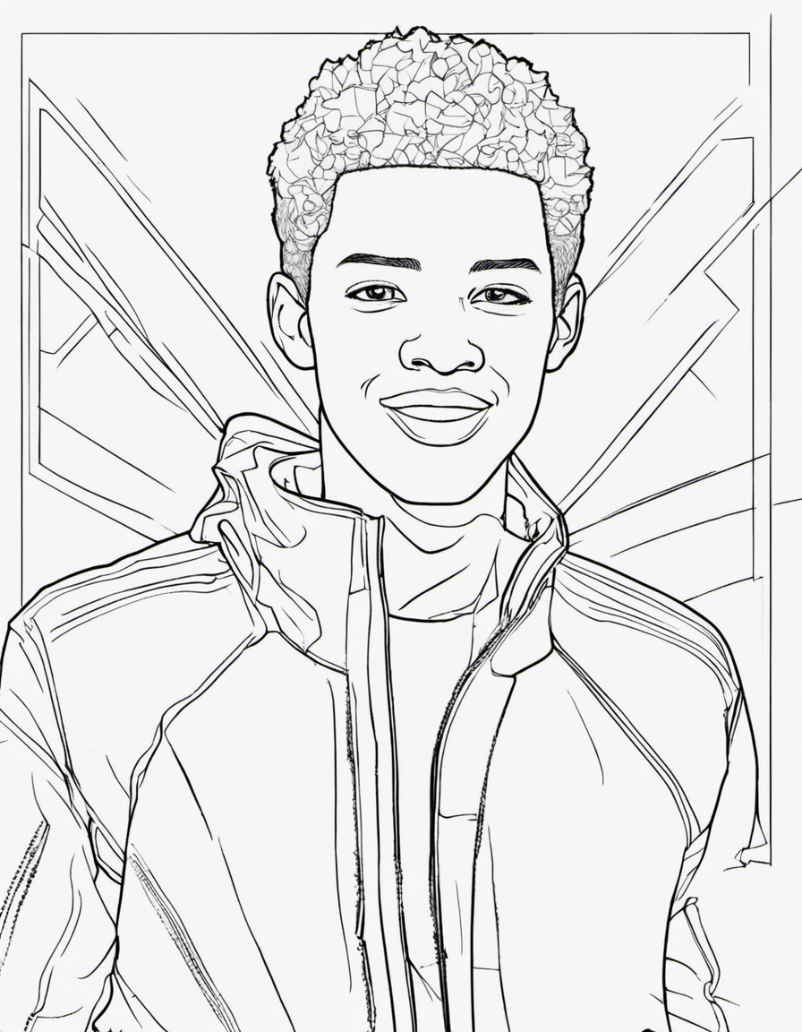 realistic miles morales coloring page