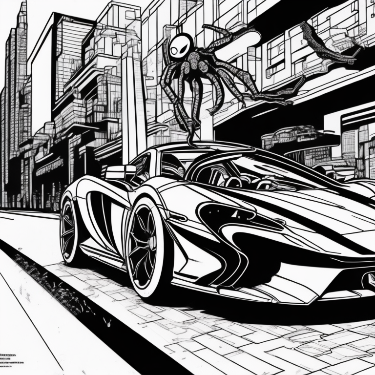 spider man whith a mclaren coloring page