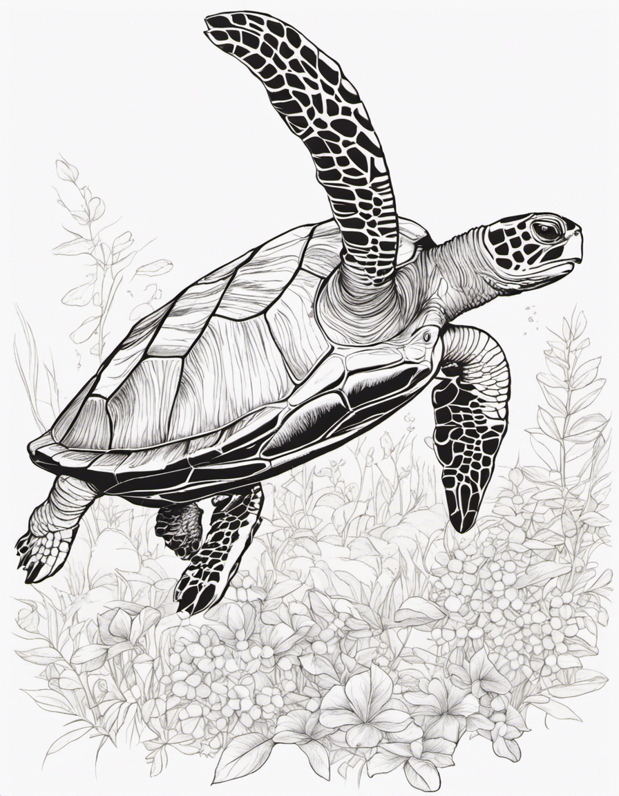 realistic turtle coloring page