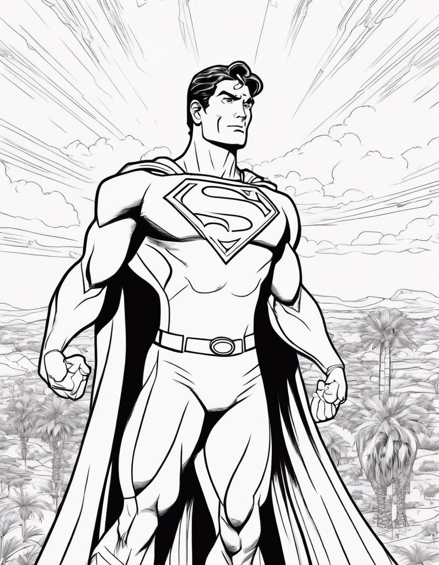 superman flying through africa coloring page