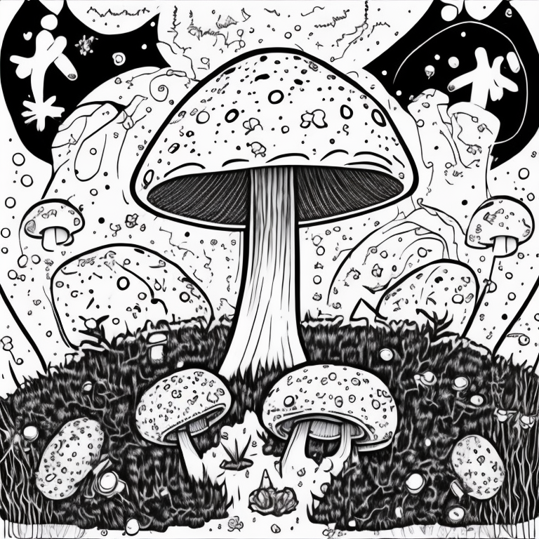 Simple kawaii mushroom coloring page