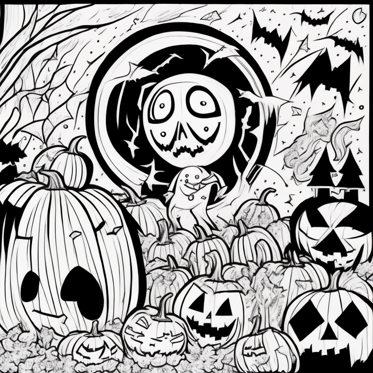 Halloween, spooky, fall coloring page