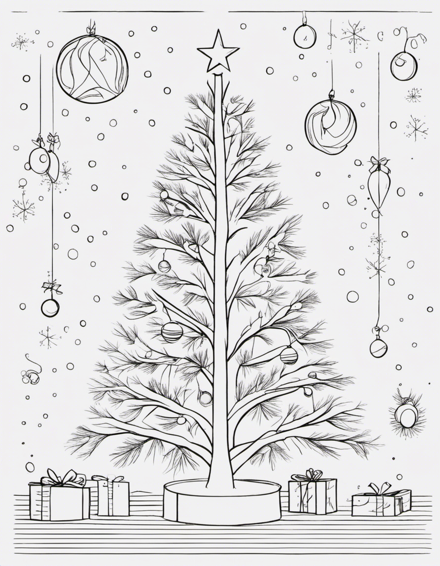 cartoon christmas tree coloring page