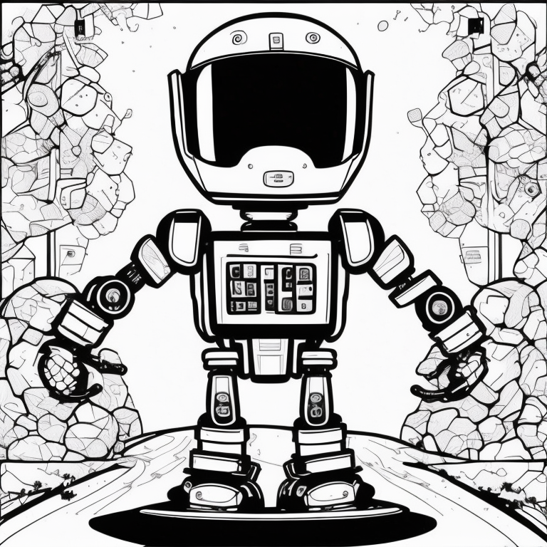 criar imagens de robos 3d para colorir coloring page