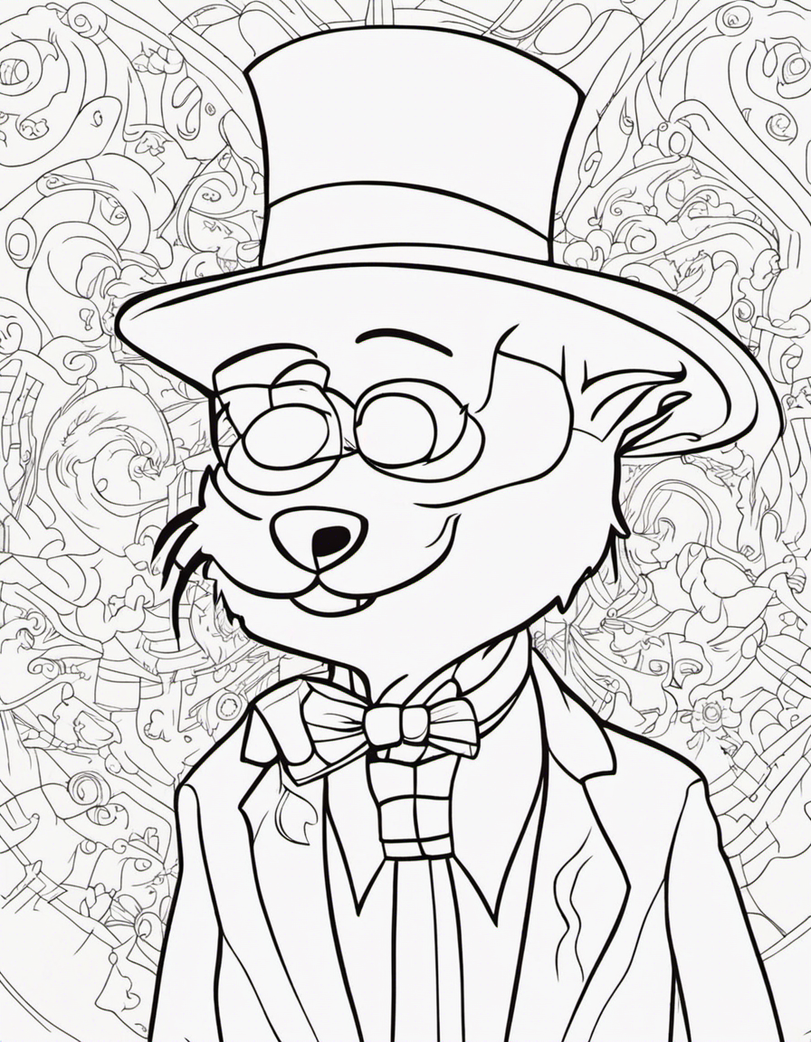 cartoon cat in the hat coloring page