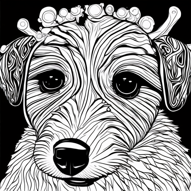 crie um cachorro preto e branco para colorir coloring page