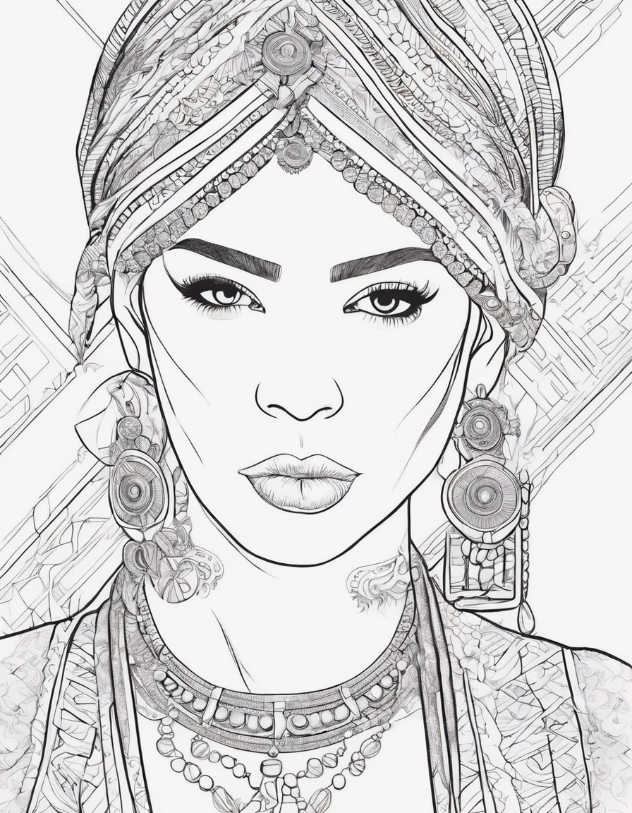 mulher com cocar indígena coloring page