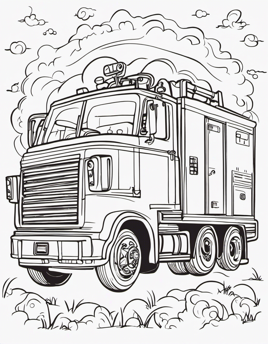 cartoon fire truck coloring page