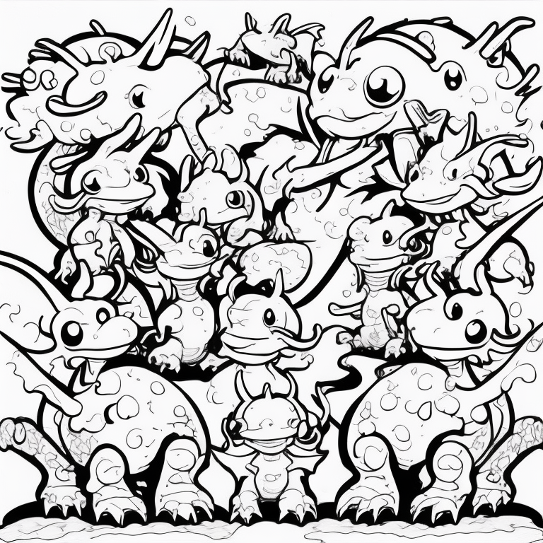 several individual little dragons no background