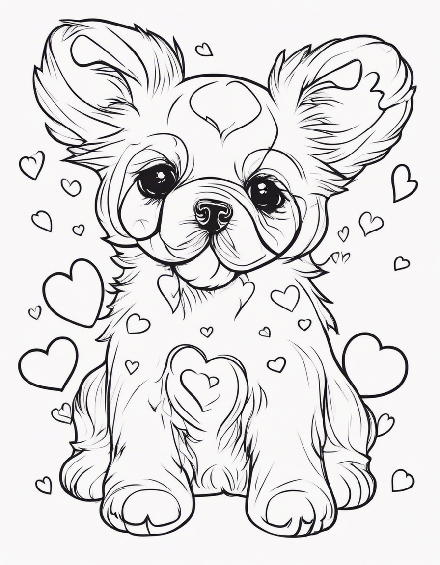 cute puppy with hearts coloring page