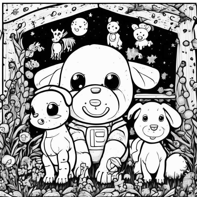  Create character images of baby animals on the farm coloring page