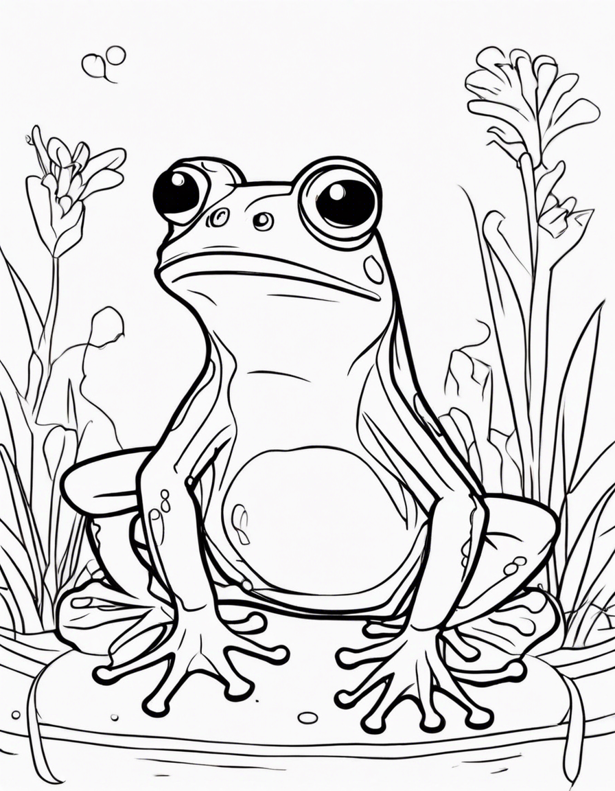 frog solving math problems  coloring page