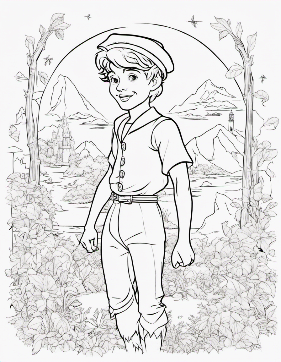 realistic peter pan coloring page