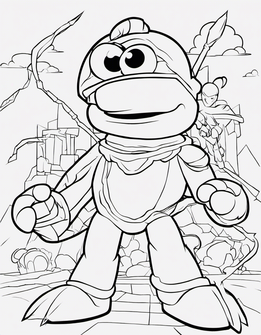 elmo fighting zelda coloring page