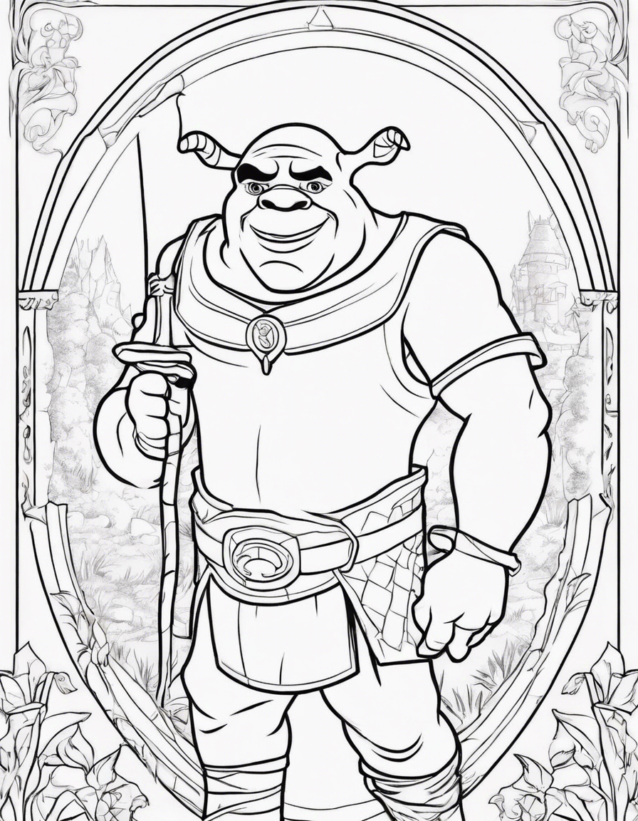 Shrek hunting  coloring page