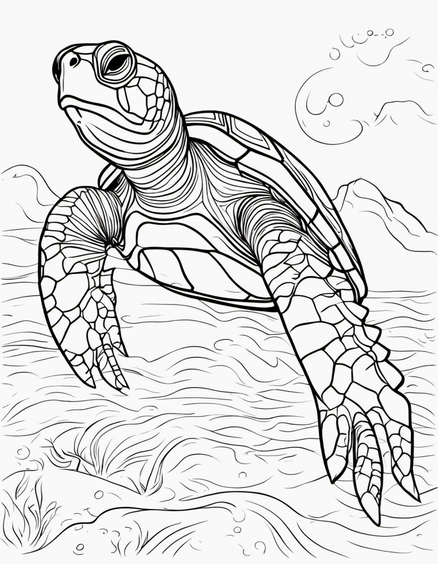 cartoon turtle coloring page