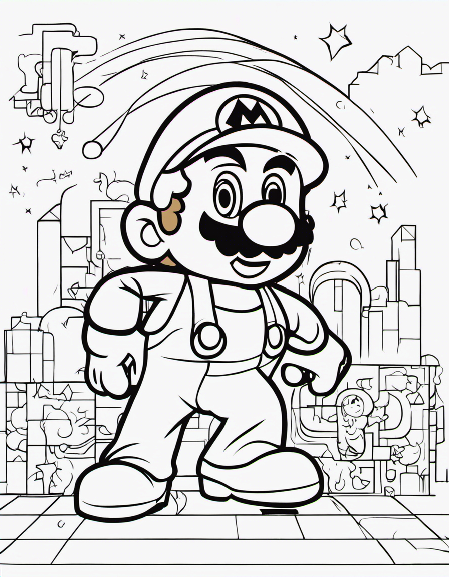 cartoon mario coloring page