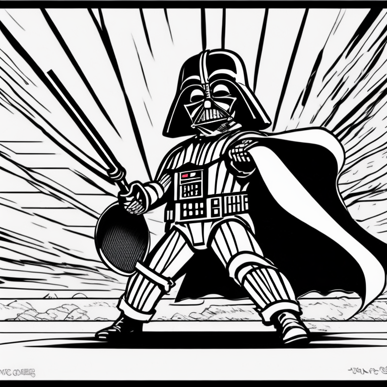 darth vader playing tennis coloring page