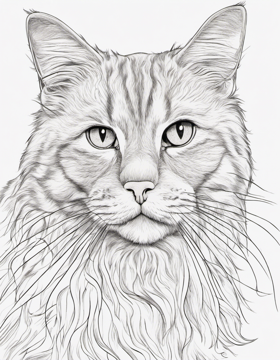 realistic cat coloring page