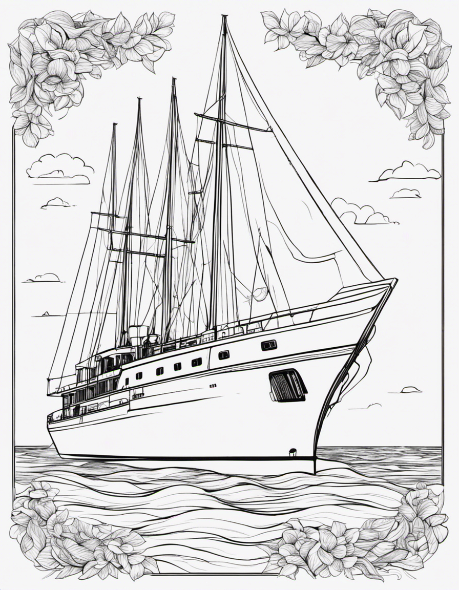 realistic boat ship coloring page