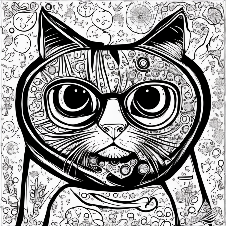 gato para colorir fundo branco coloring page