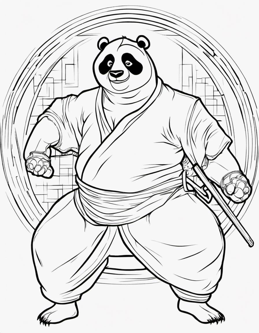 realistic kung fu panda coloring page