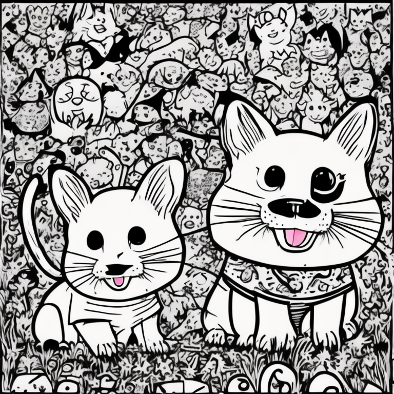 gatos fofos coloring page