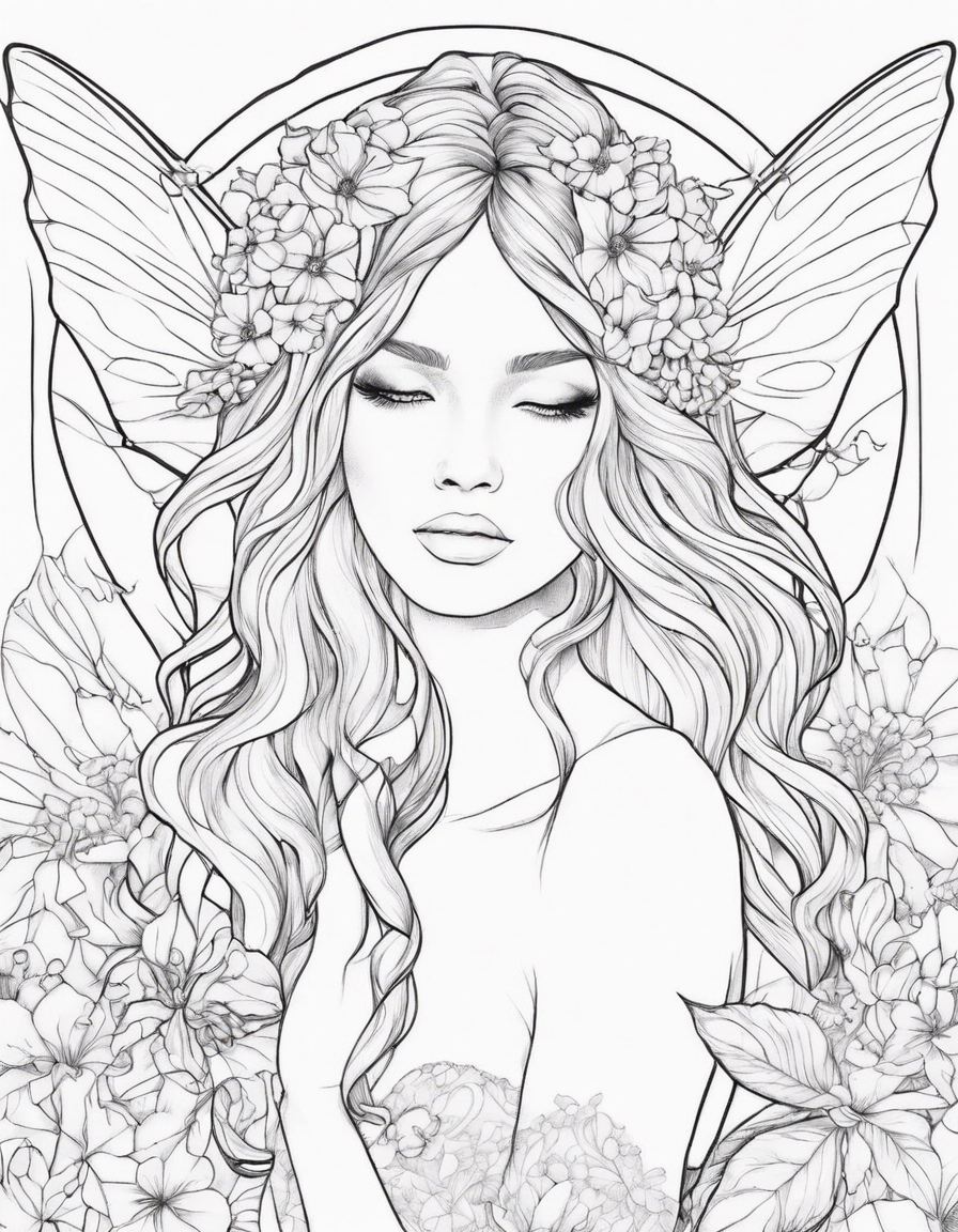 Beautiful fairy  coloring page