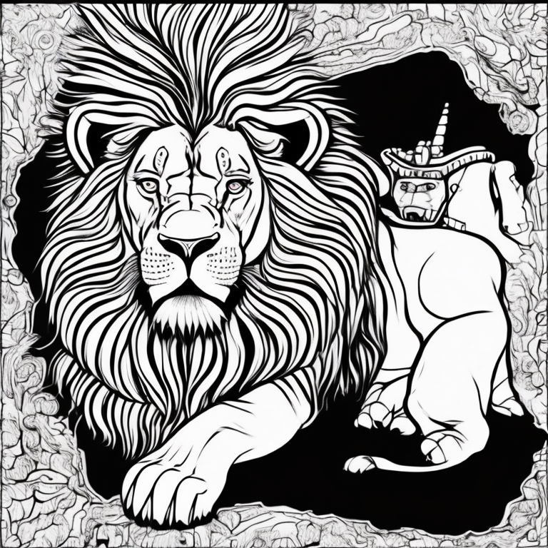 King Lion driving a Ferrari  coloring page