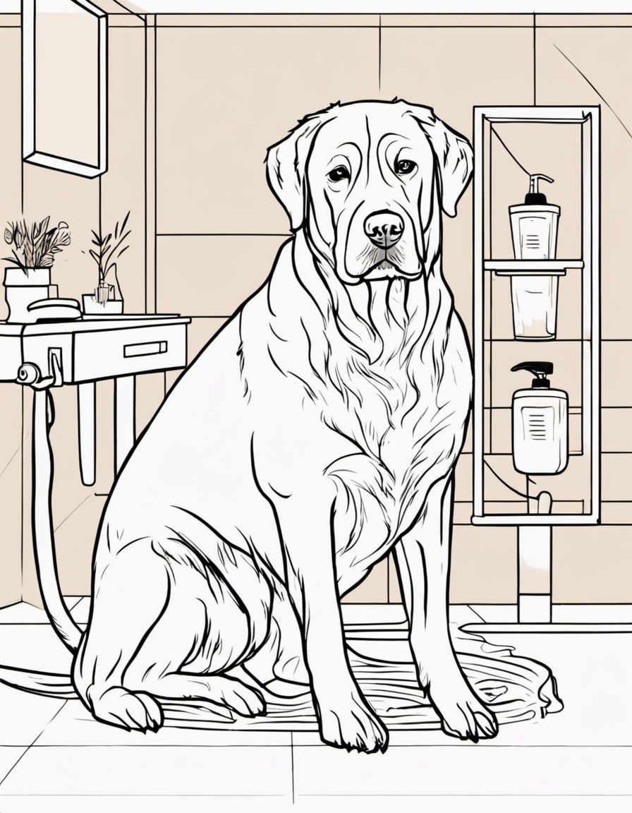 super cute dog getting groomed coloring page