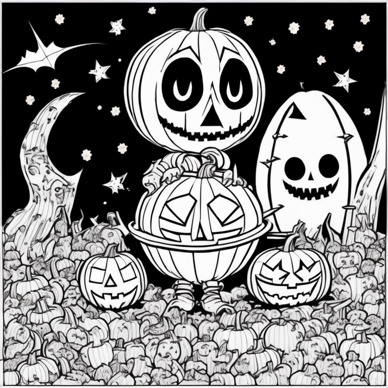 Halloween theme kids coloring in page